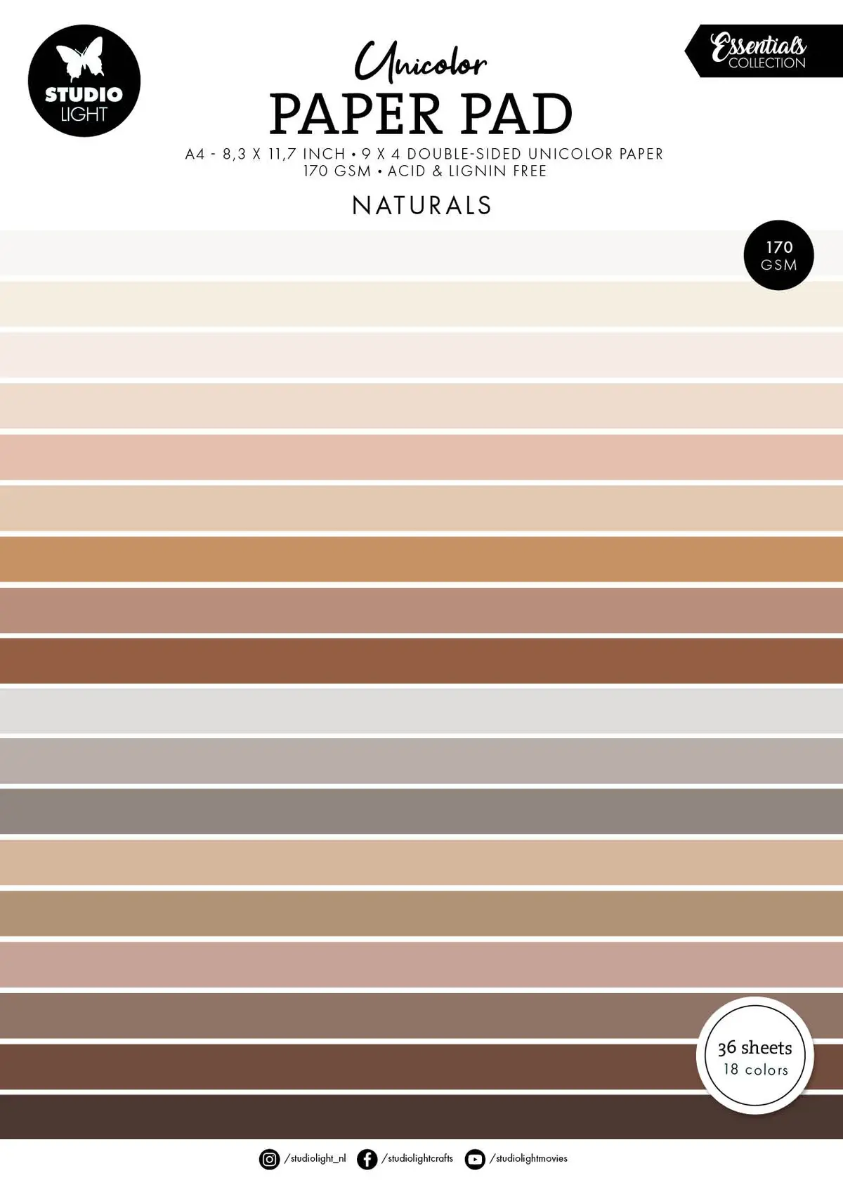 Sl Unicolor Paper Pad Naturals Tones Essentials 36 Sh 1