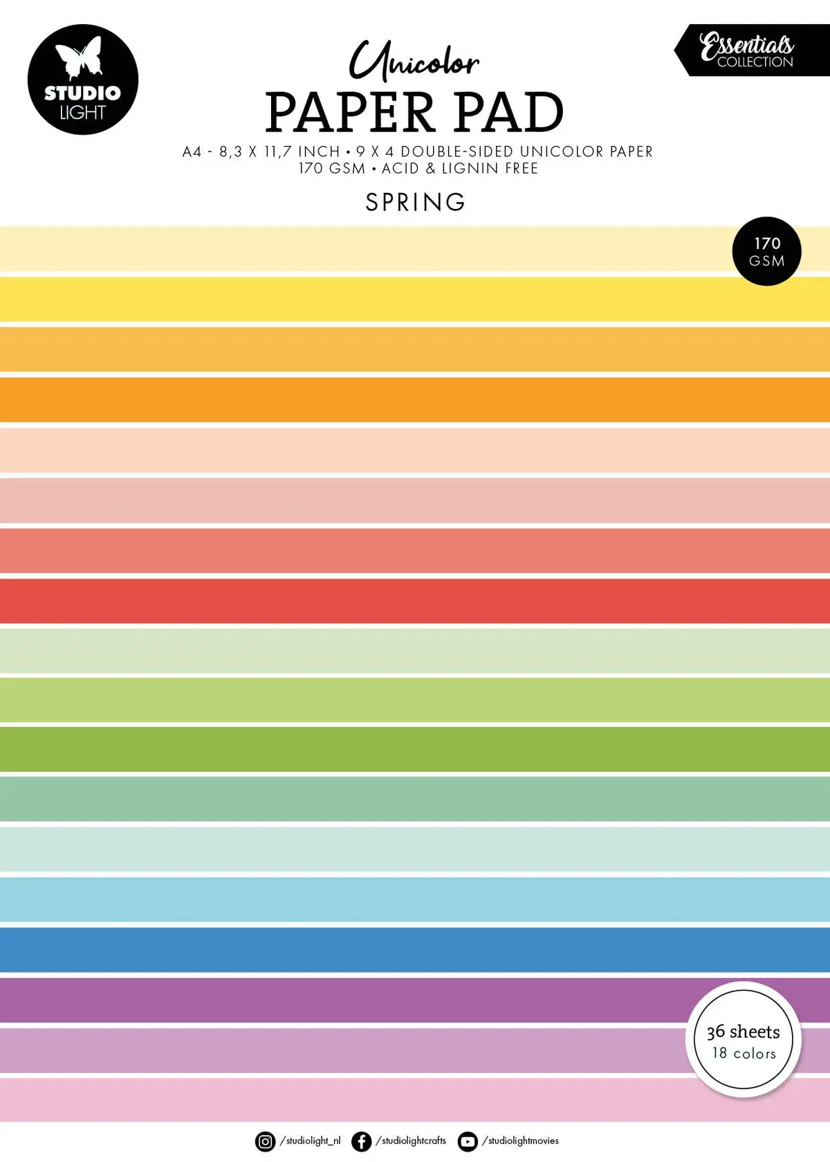 Sl Unicolor Paper Pad Spring Tones Essentials 36 Sh 1