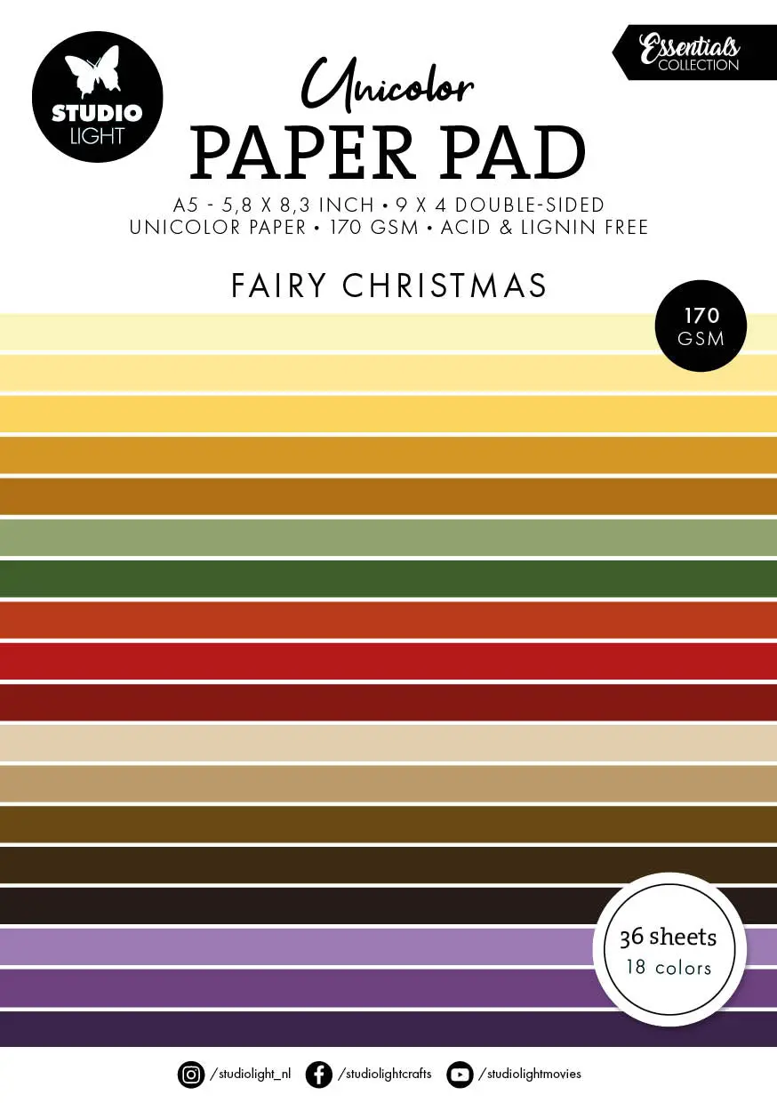 Sl Unicolor Paper Pad Fairy Christmas Essentials 36 Sheets 1