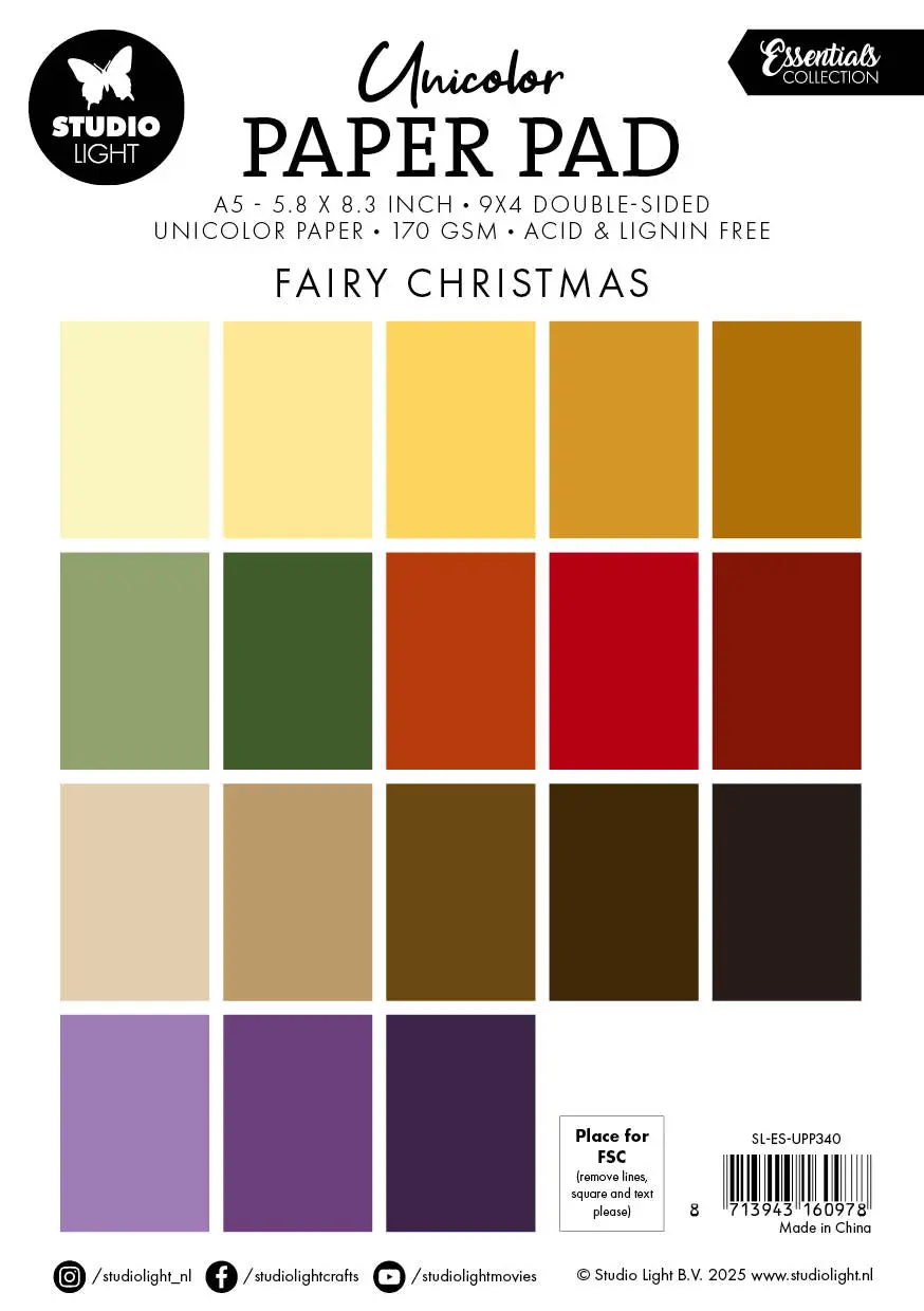 Sl Unicolor Paper Pad Fairy Christmas Essentials 36 Sheets 2