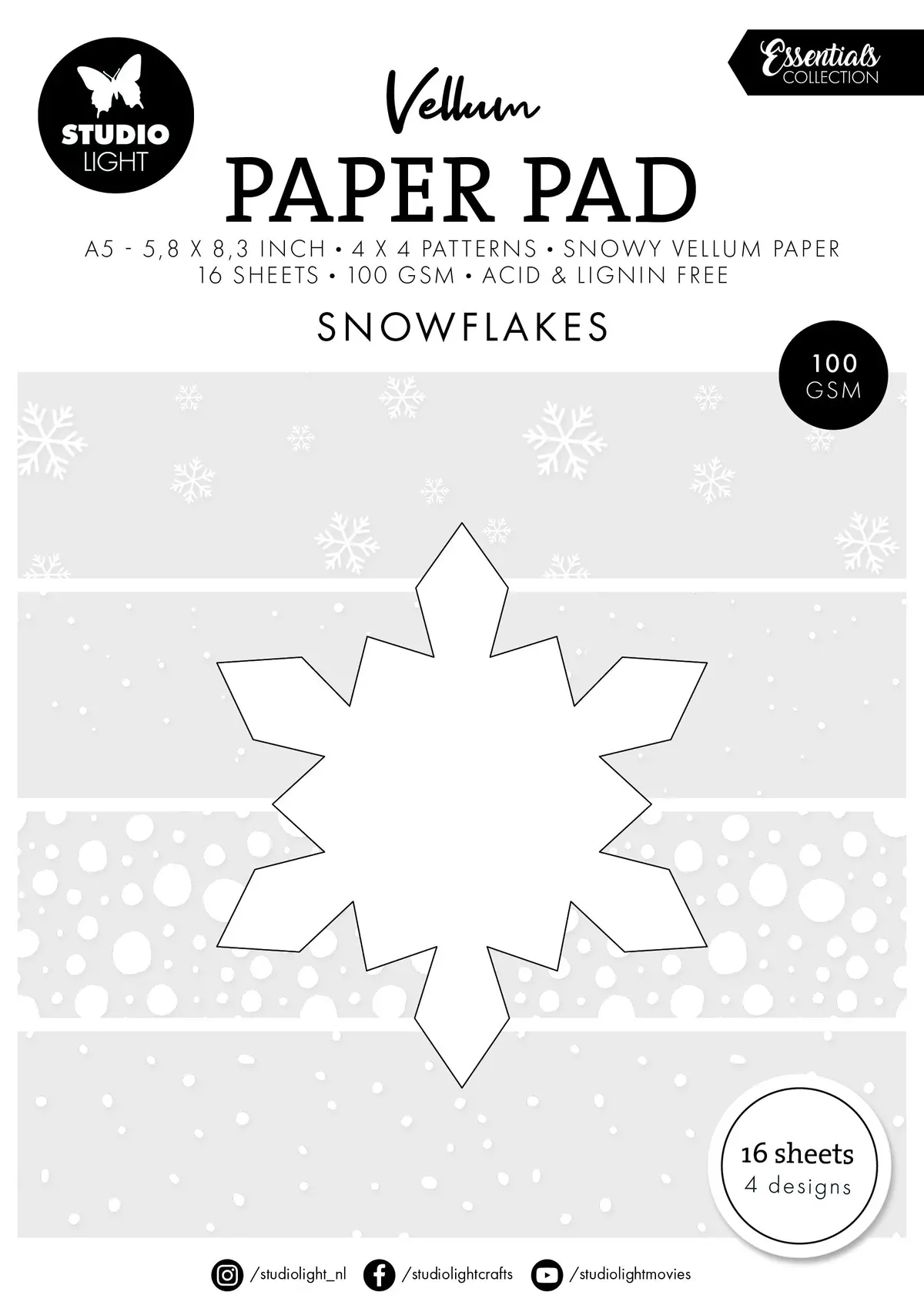 Sl Vellum Paper Pad  Snowflakes Essentials 16  Sheets 1