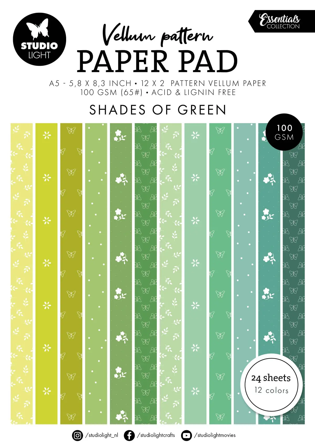 Sl Vellum Paper Pad Spring Green Print Essentials 24 Sheets 1