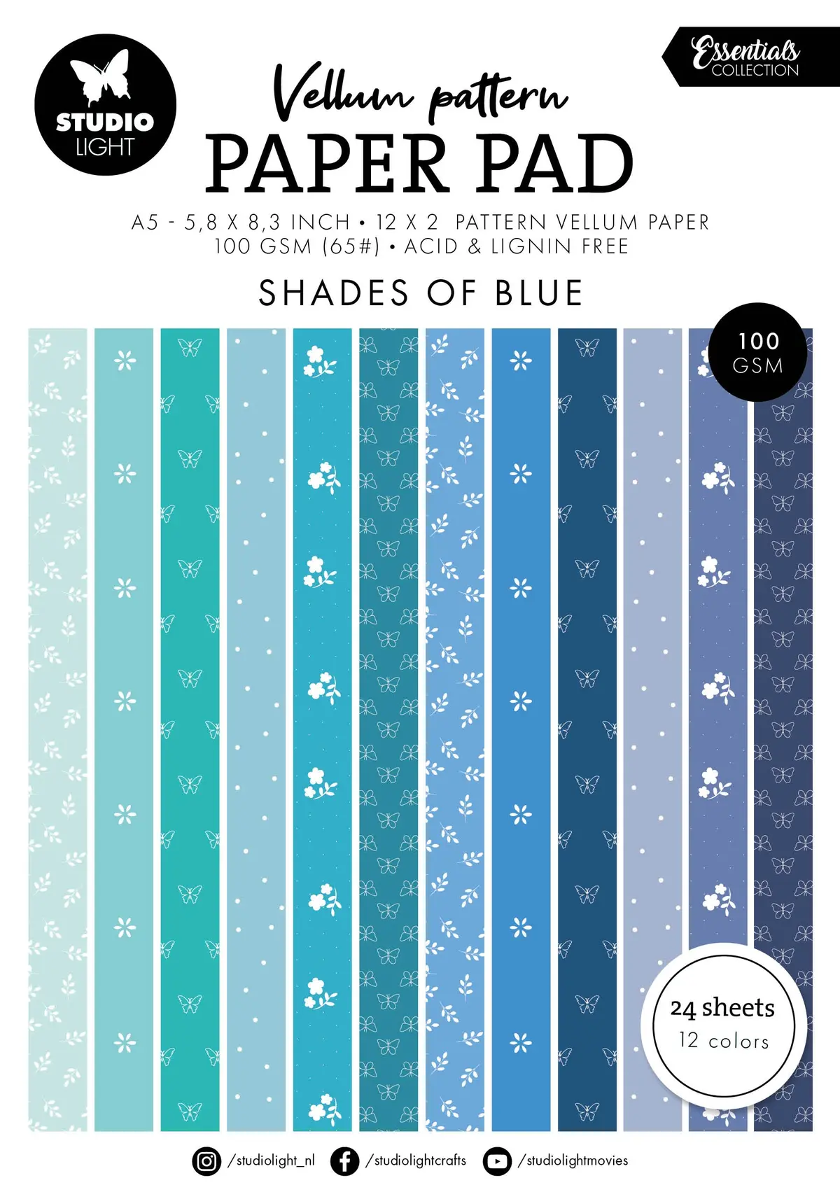 Sl Vellum Paper Pad Spring Blue Print Essentials 24 Sheets 1