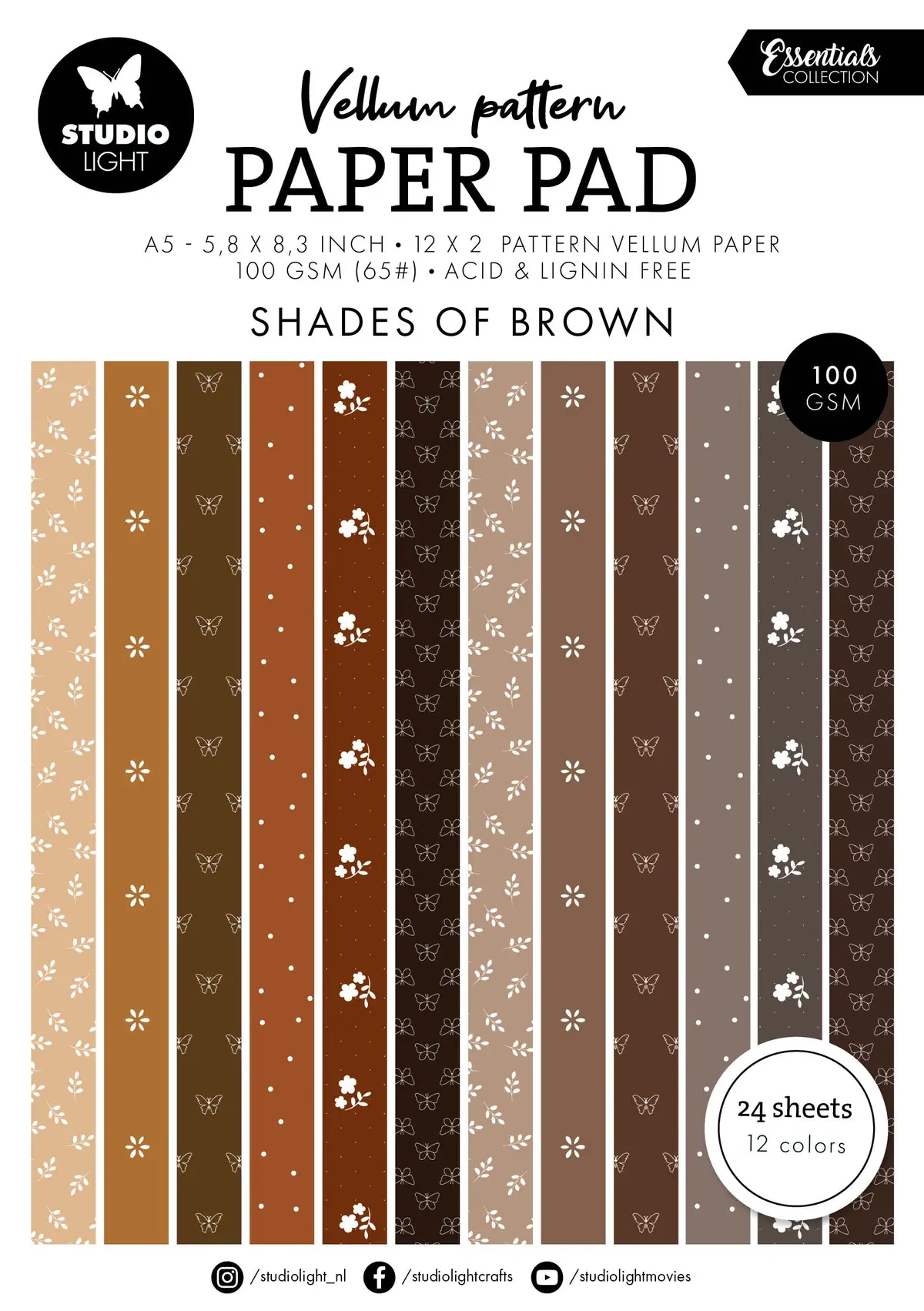 Sl Vellum Paper Pad Spring Brown Print Essentials 24 Sheets 1
