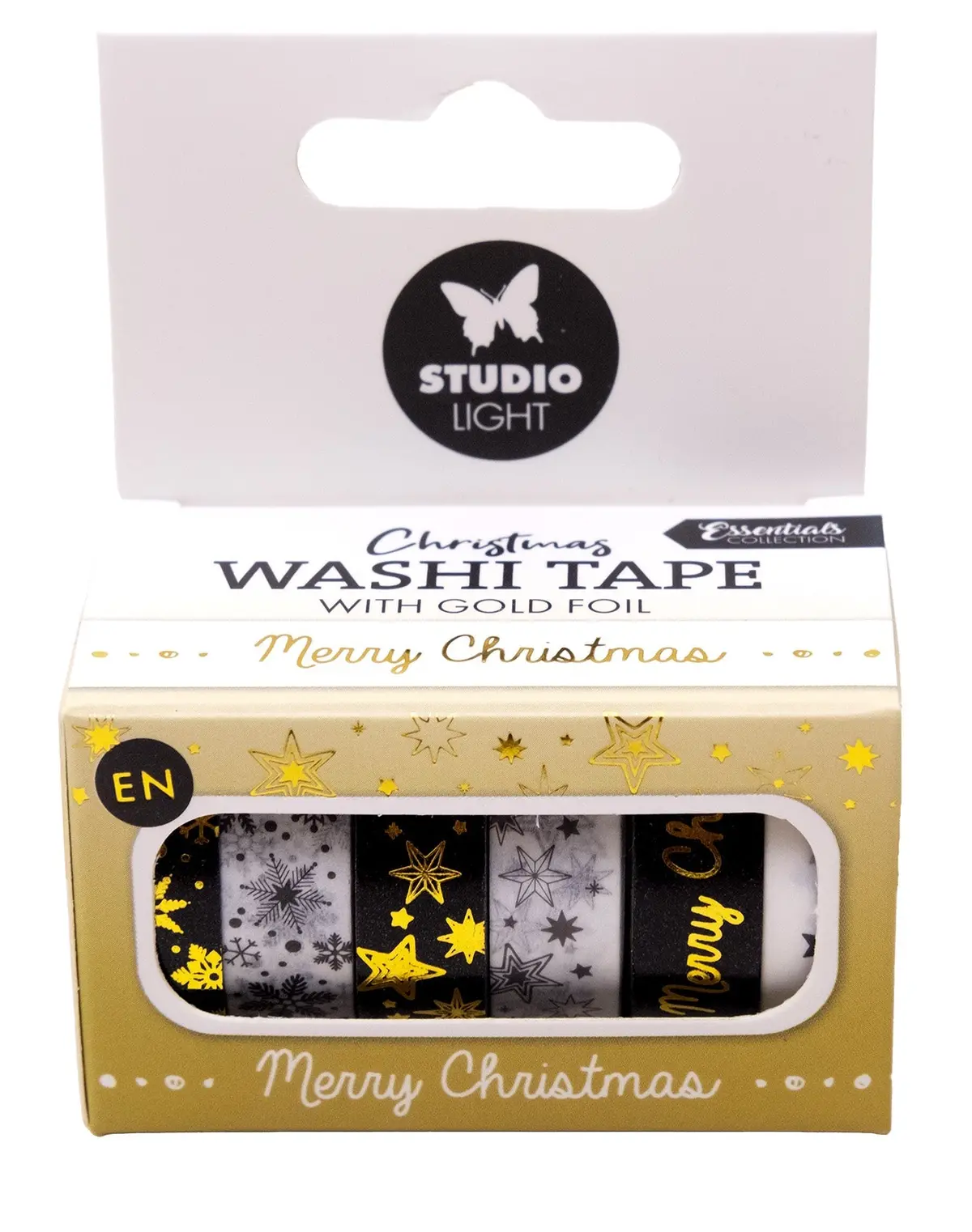Sl Washi Tape Black/White - Gold Essentials 6 Pc 1