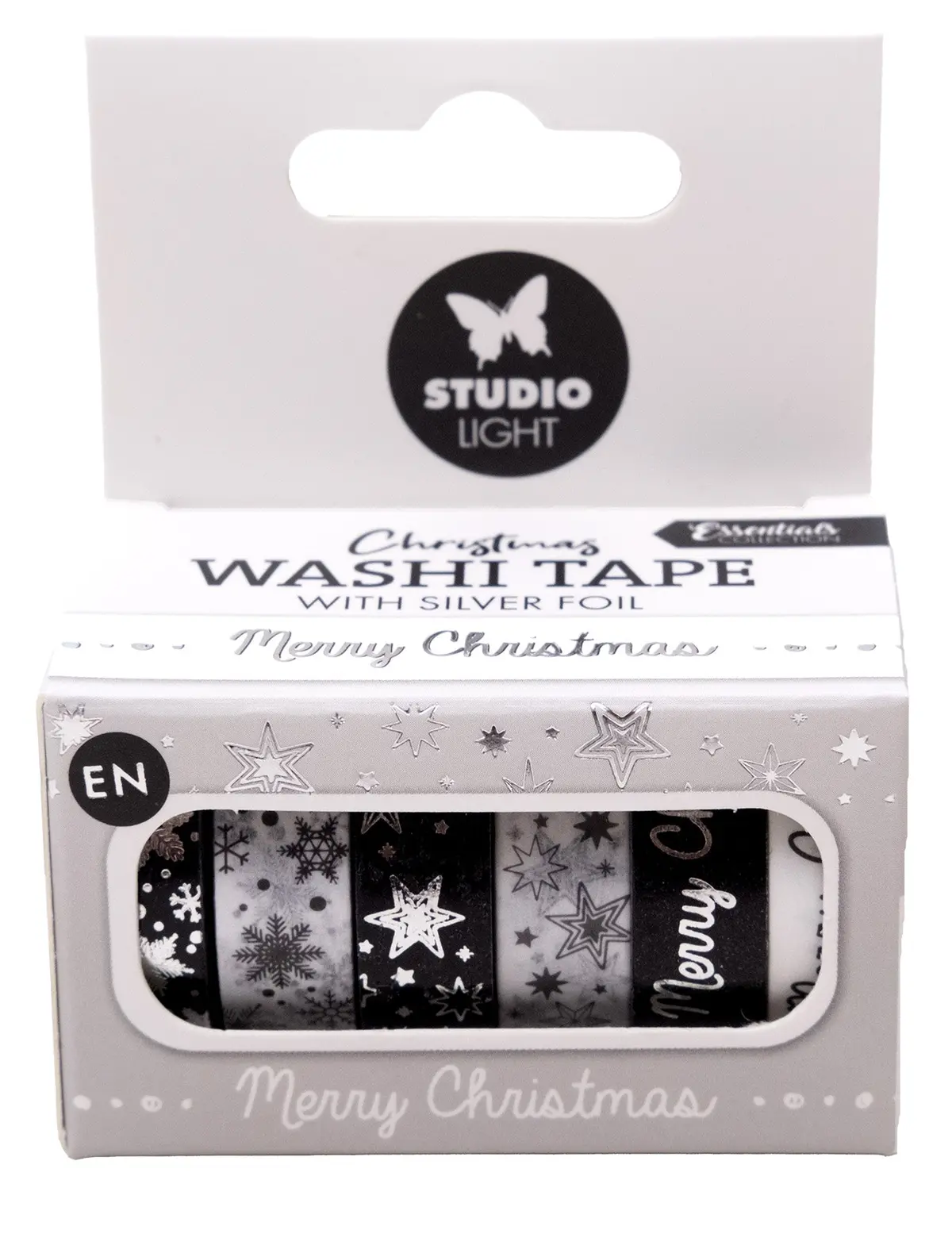 Sl Washi Tape Black/White - Silver Essentials 6 Pc 1