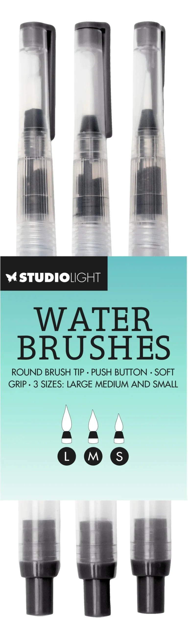 Sl 3 Water Brushes - Fine, Medium, Large Tip Essential Tools 40X120x12mm 3 Pc Nr.01 1