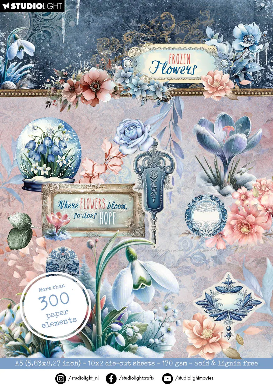 Sl Die-Cut Paper Pad Paper Elements Frozen Flowers 20 Sh 1