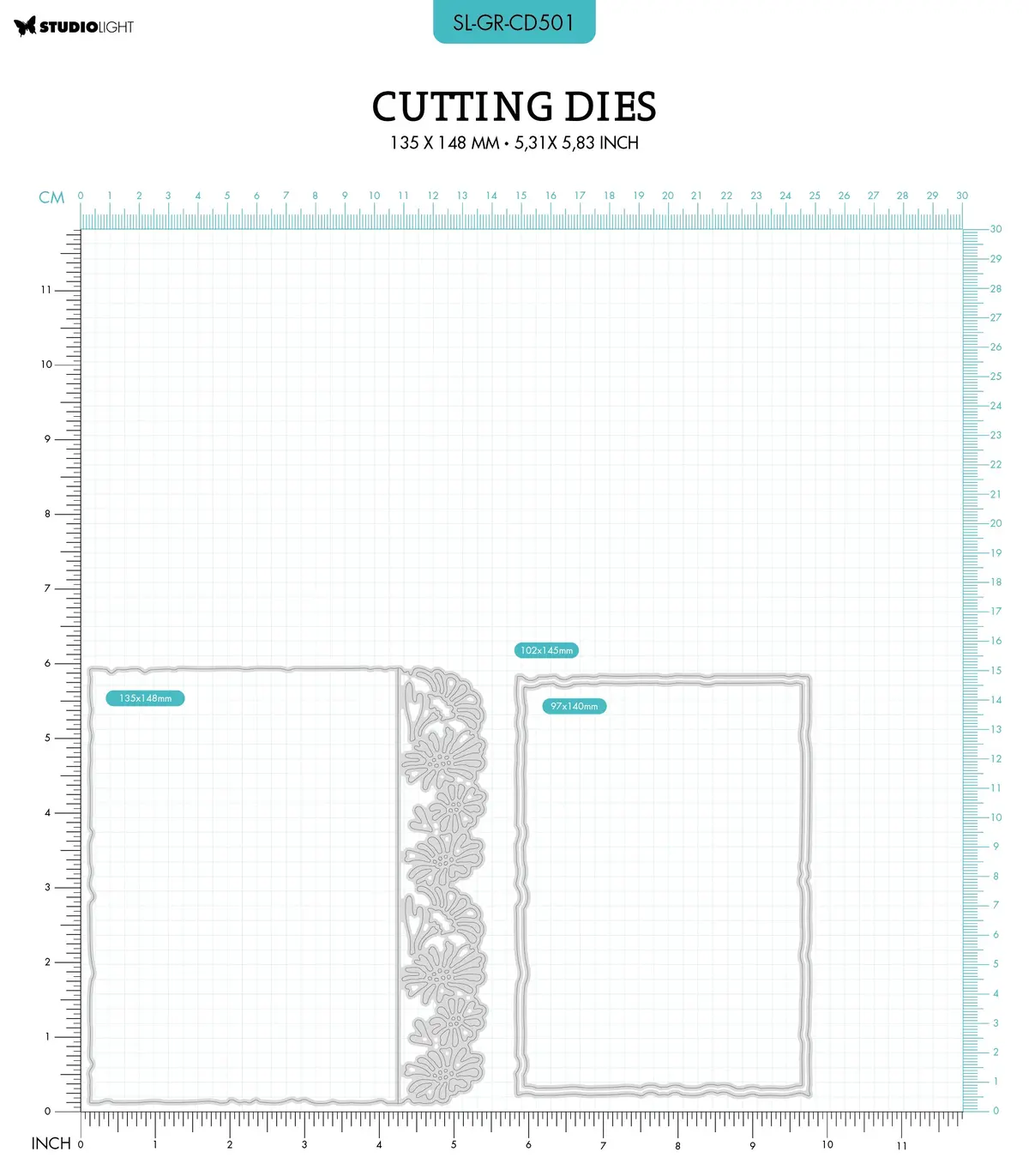 Sl Cutting Die Floral Card Grunge Collection 135X148x1mm 3 Pc Nr.501 2