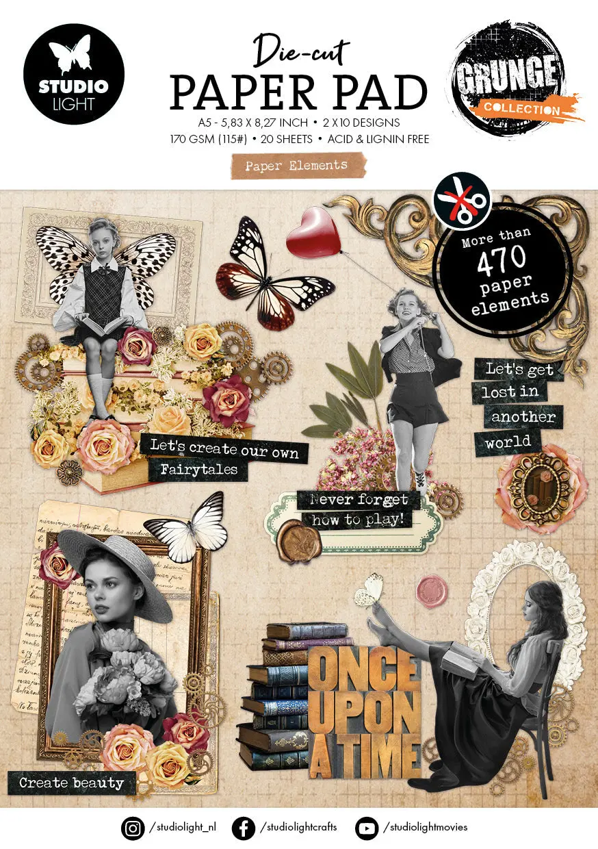 Sl Die-Cut Paper Pad Paper Elements Grunge Collection 148X210x5mm 20 Sheets 1