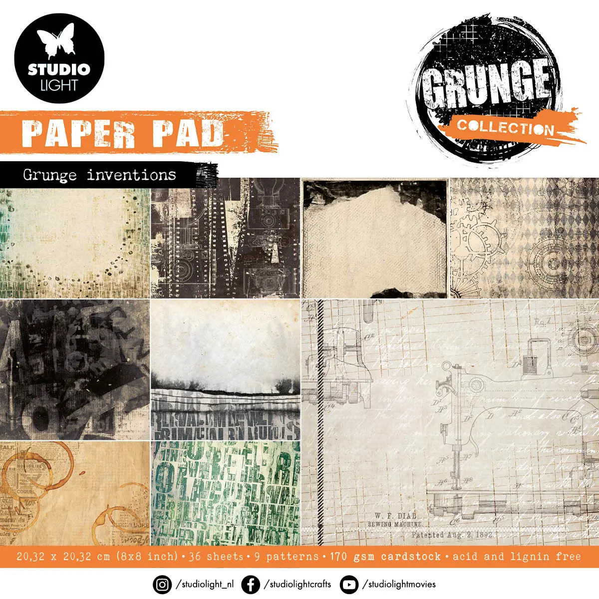 Sl Paper Pads Grunge Papers Grunge Collection 203,2X203,2X9mm 36 Sh  Nr.110 1