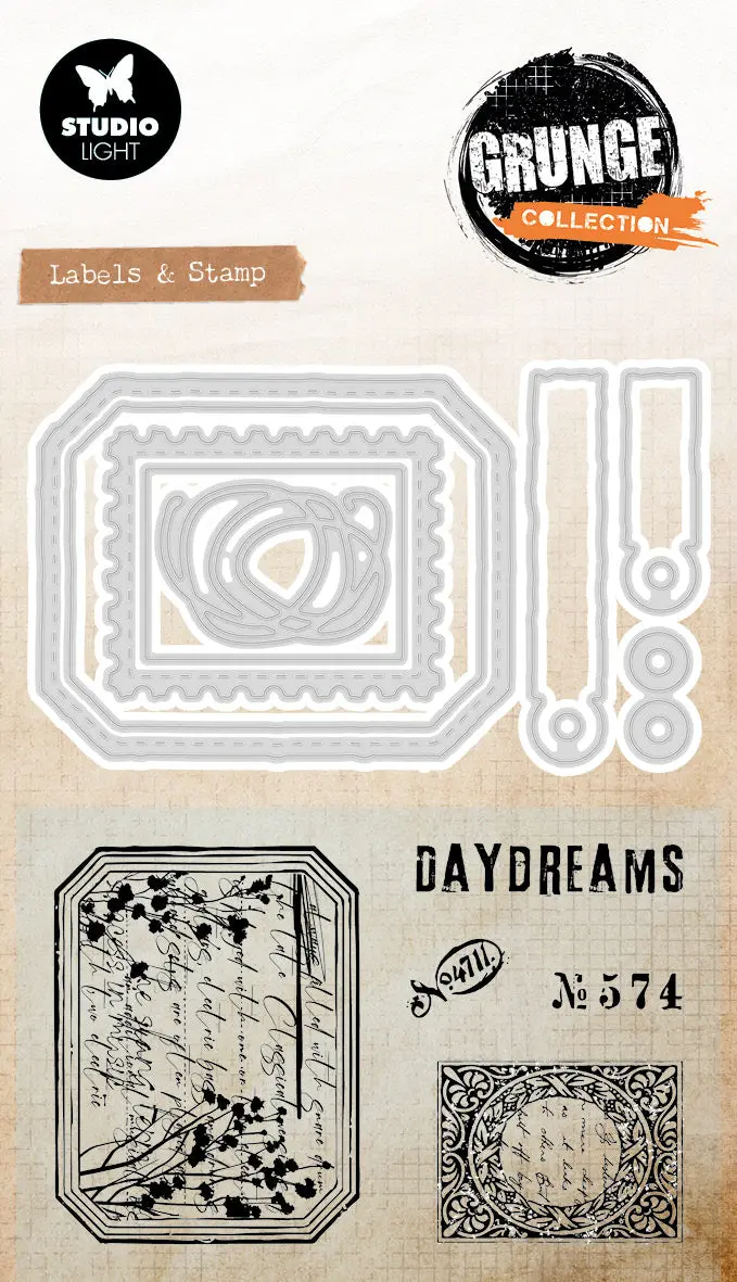 Sl Stamp & Cutting Dies Label & Stamp Grunge Collection 93X136x1mm 13 Pieces 1
