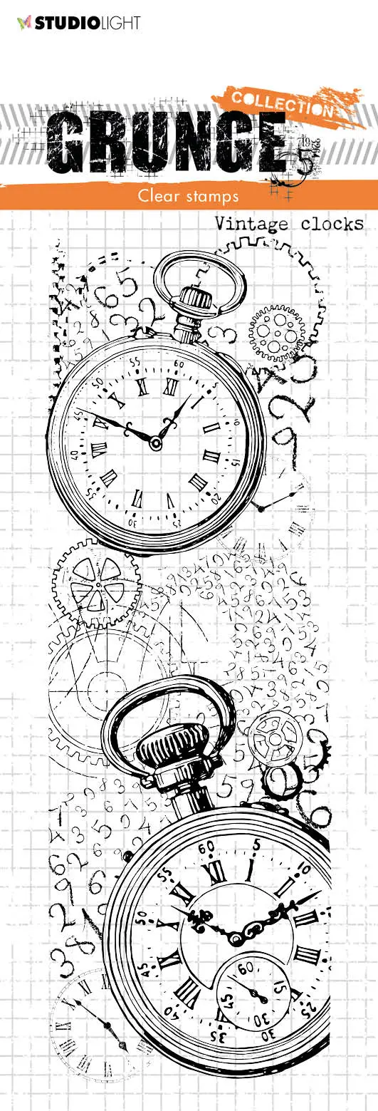 Sl Clear Stamp Vintage Clocks Grunge Collection 210X74x3mm 1 Pc Nr.227 1