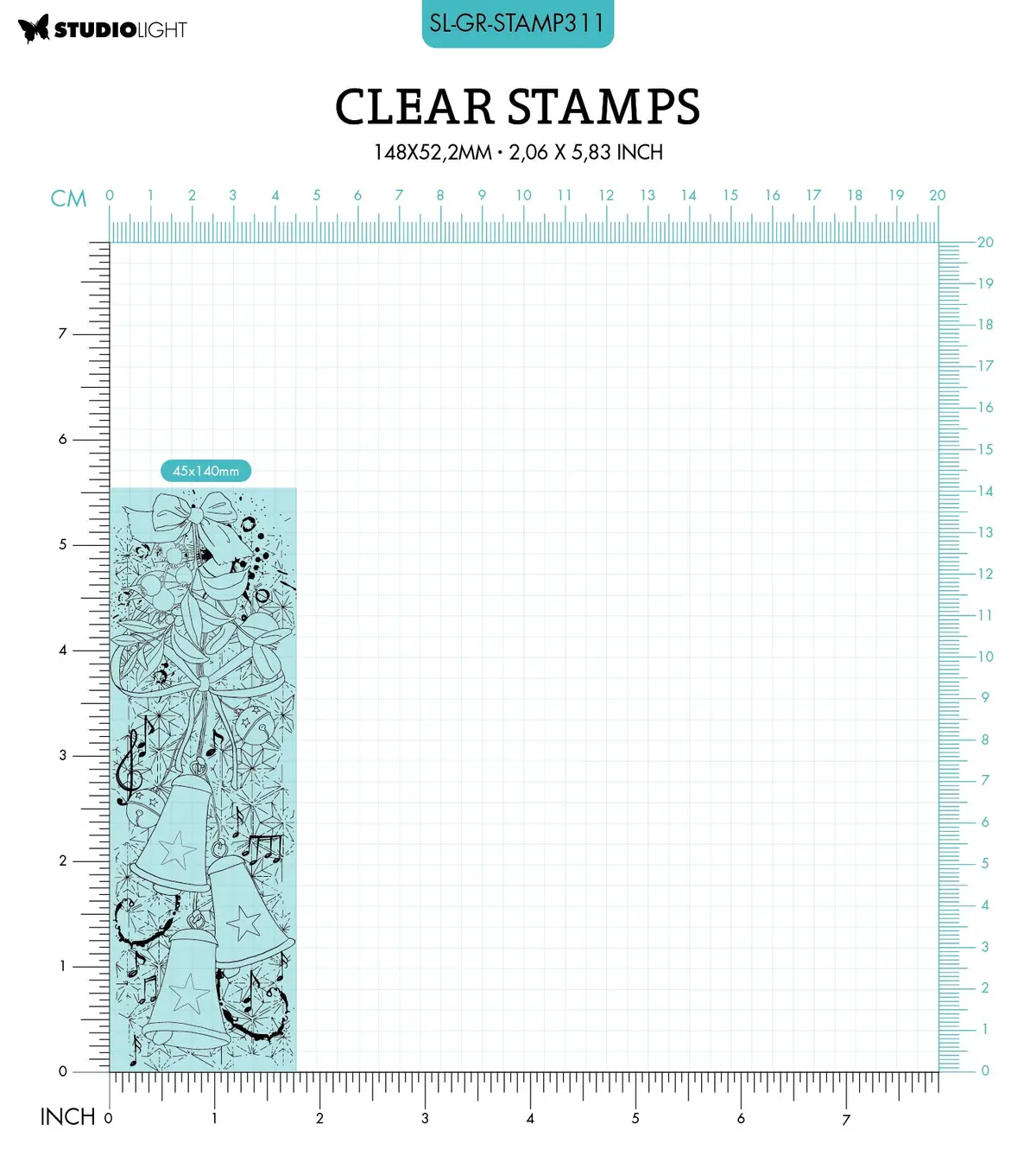 Sl Clear Stamp Jingle Bells Grunge Collection 148X52.2X3mm 1 Pc Nr.311 2