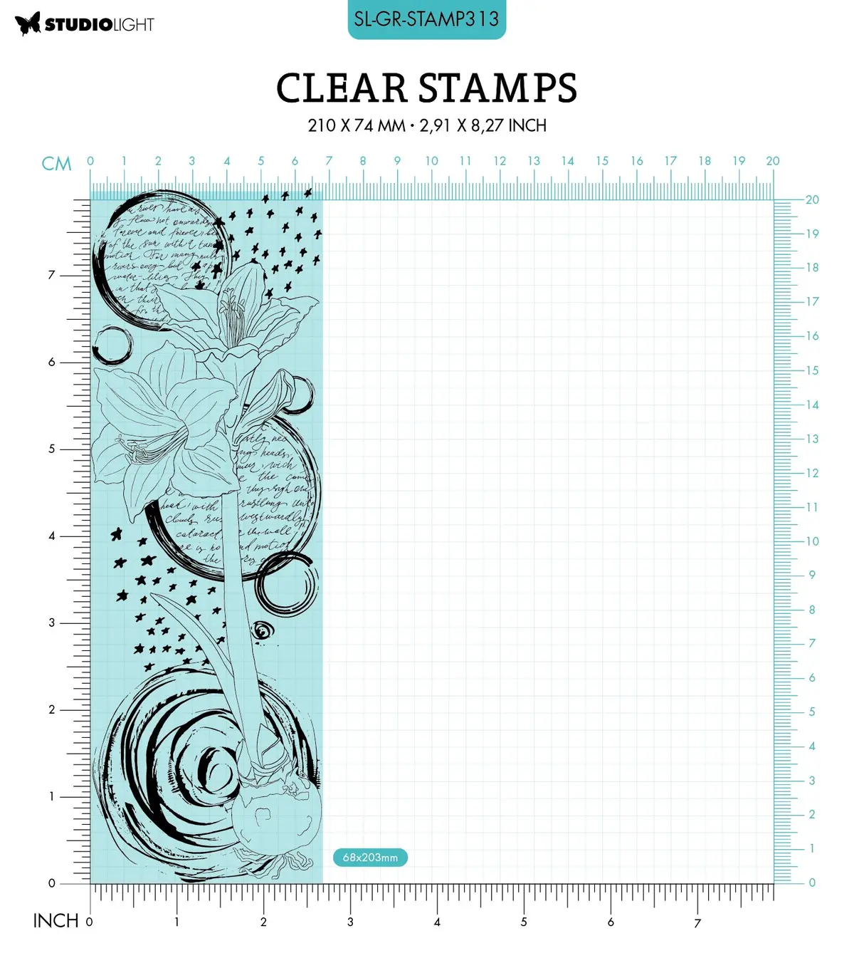 Sl Clear Stamp Amaryllis Grunge Collection 210X74x3mm 1 Pc Nr.313 2