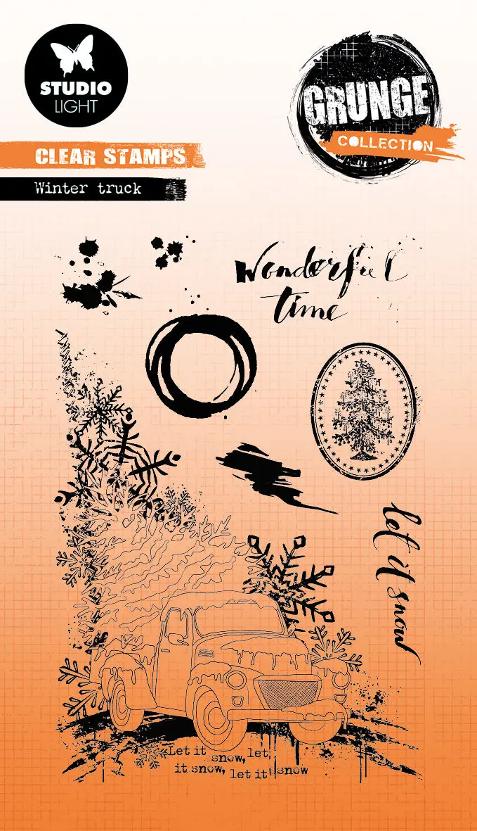 Sl Clear Stamp Winter Truck Grunge Collection 148X105x3mm 8 Pc Nr.318 1