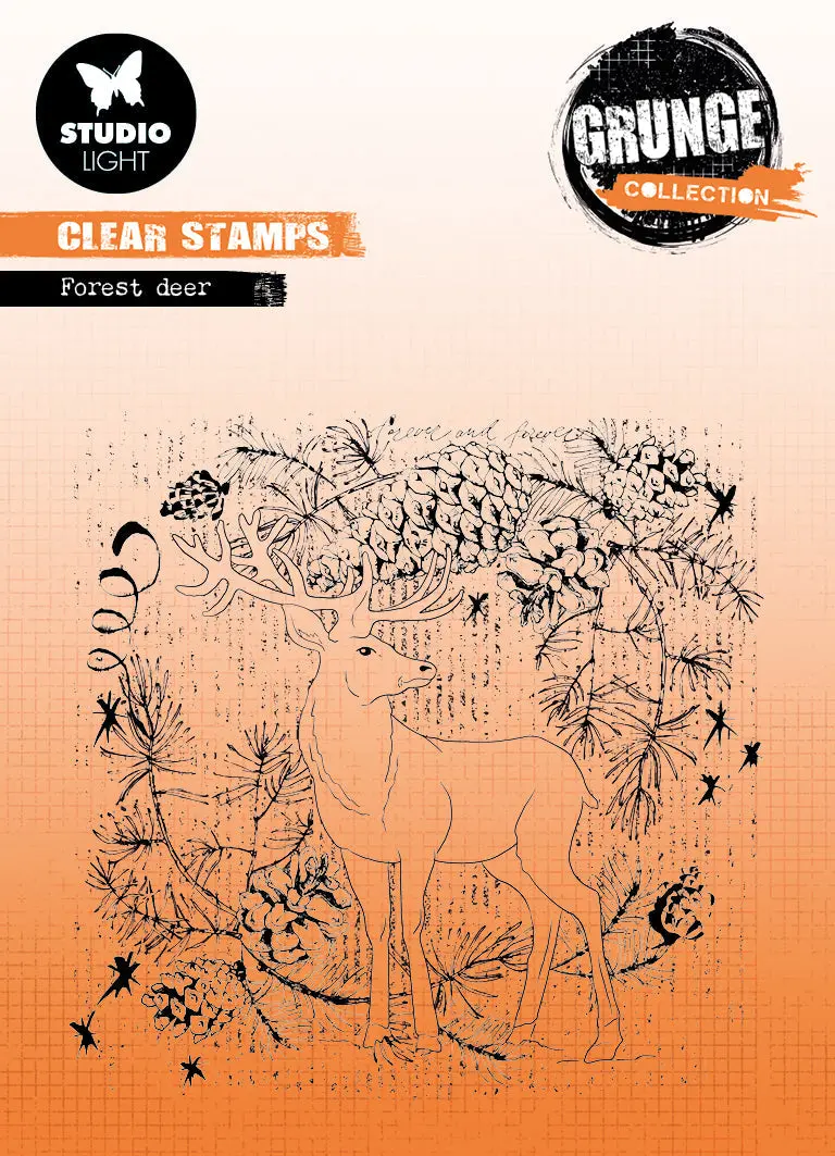 Sl Clear Stamp Forest Deer Grunge Collection 130X130x3mm 1 Pc Nr.320 1