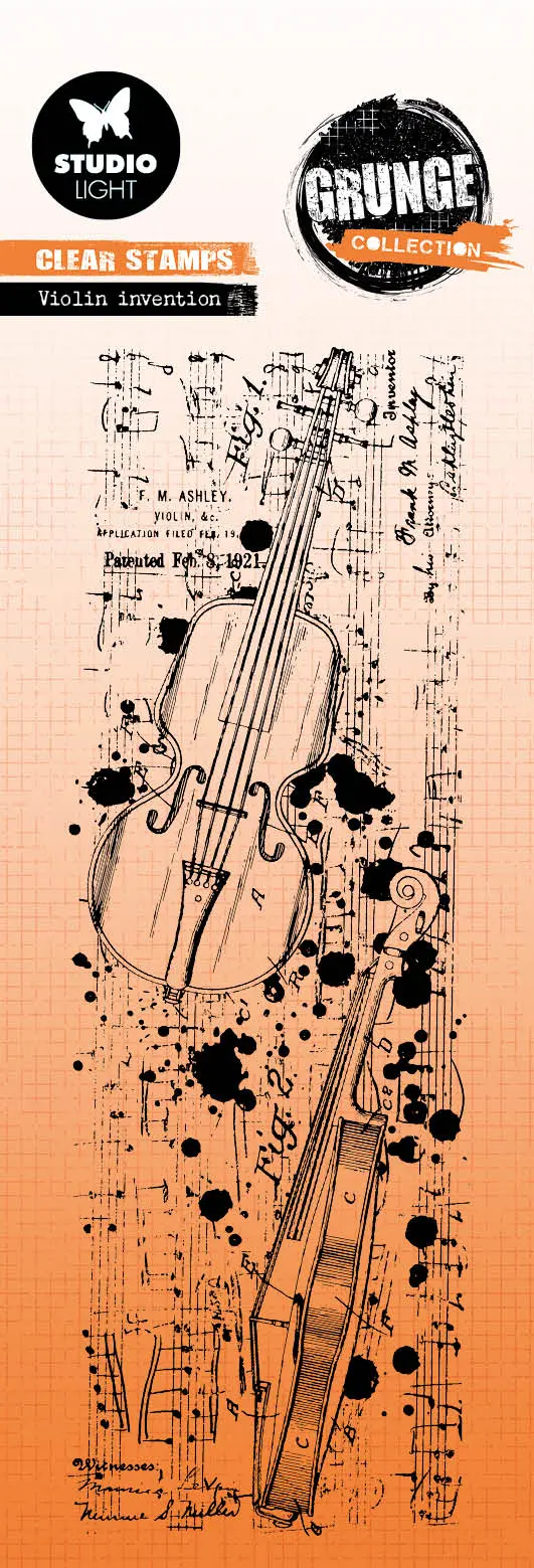 Sl Clear Stamps Violin Invention Grunge Collection 68X202x3mm 1 Pc Nr.512 1