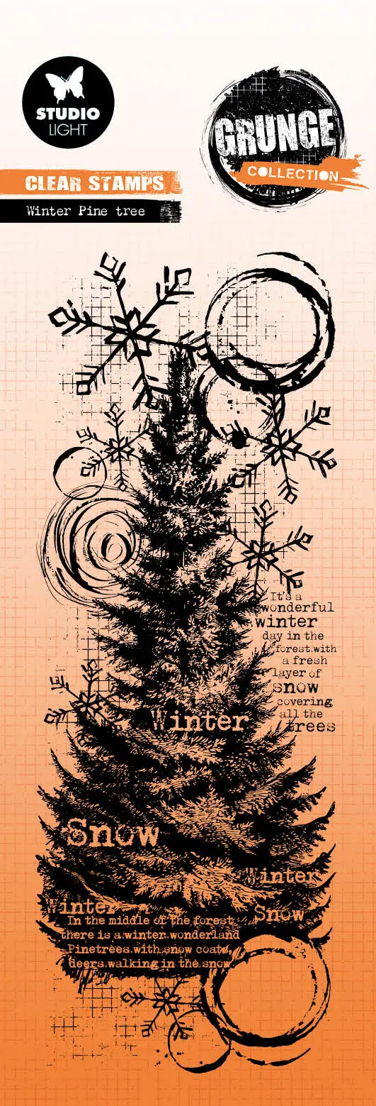 Gr Clear Stamp Winter Pine Tree Grunge Collection 1 Pc 1