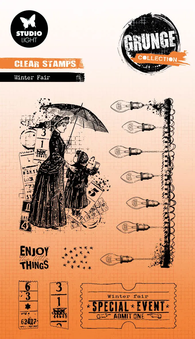 Gr Clear Stamp Winter Fair Grunge Collection 7 Pc 1