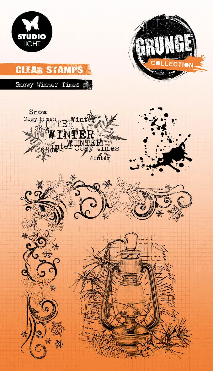 Gr Clear Stamp Snowy Winter Times Grunge Collection 4 Pc 1