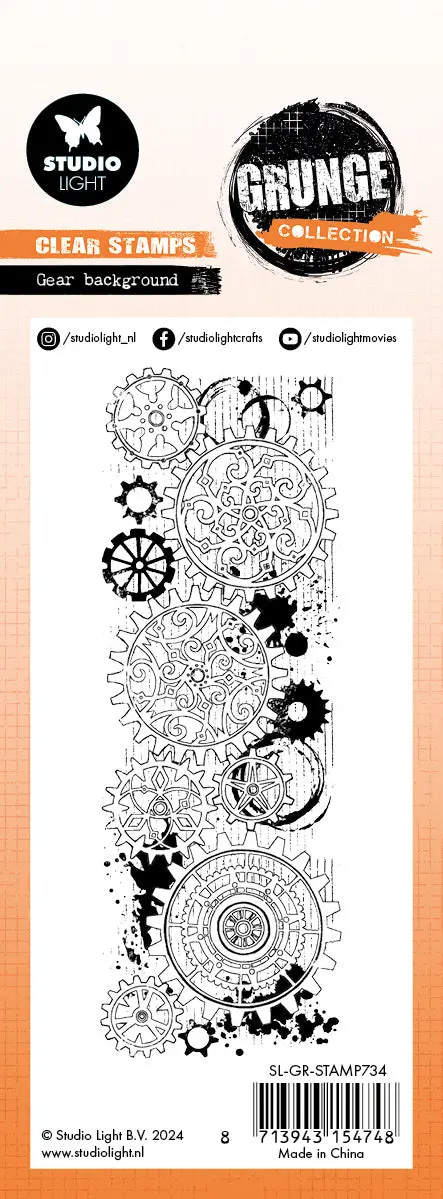 Sl Clear Stamp Gear Background Grunge Collection 1 Pc 2