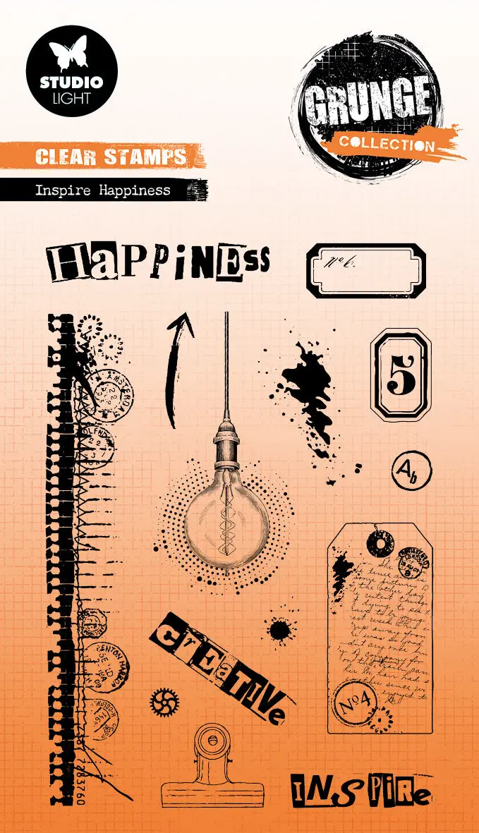 Sl Clear Stamp Inspire Happiness Grunge Collection 14 Pc 1