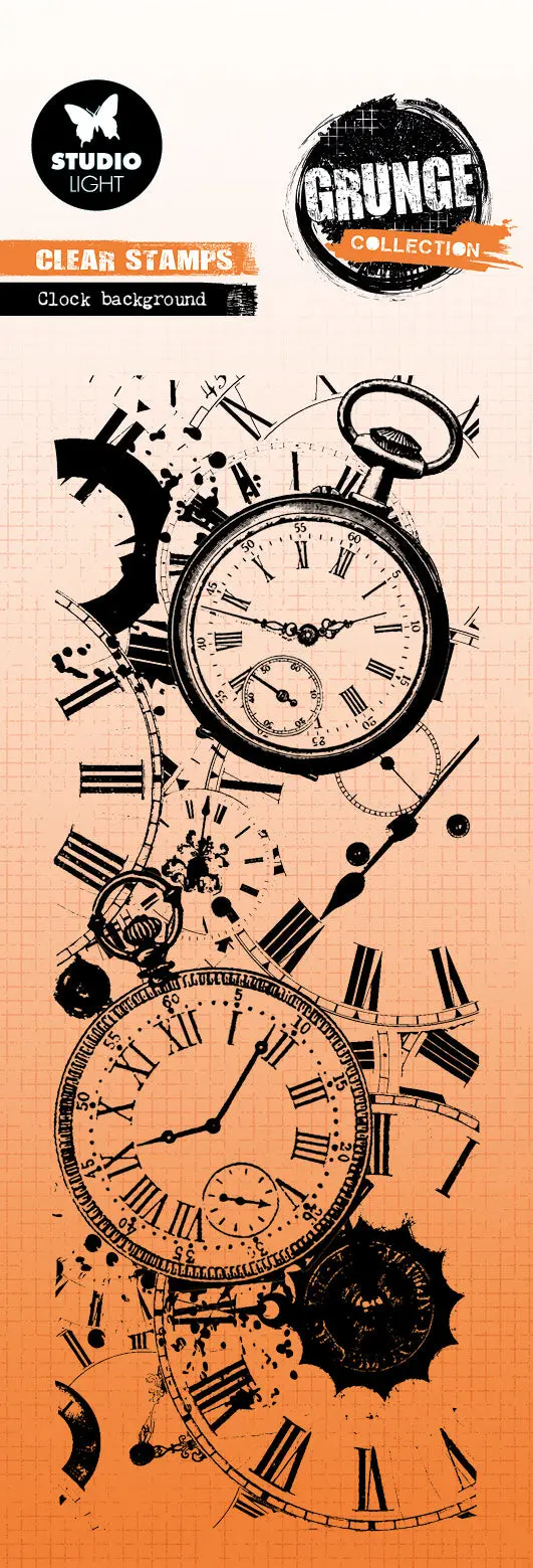Sl Clear Stamp Clock Background Grunge Collection 1 Pc 1