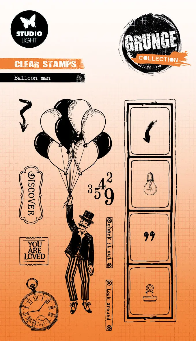 Sl Clear Stamp Balloon Man Grunge Collection 13 Pc 1