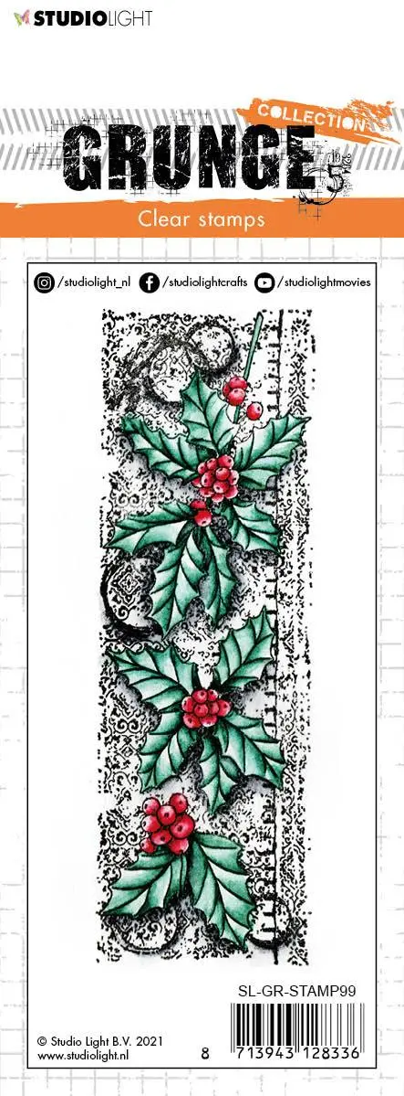 Sl Clear Stamp Christmas Branches Grunge 52X148x3mm 1 Pc Nr.99 2