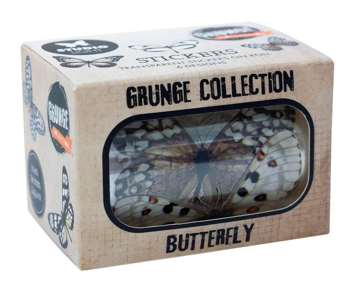 Sl Clear Stickers Butterfly Grunge Collection 65X45x45mm 5 Meter 1