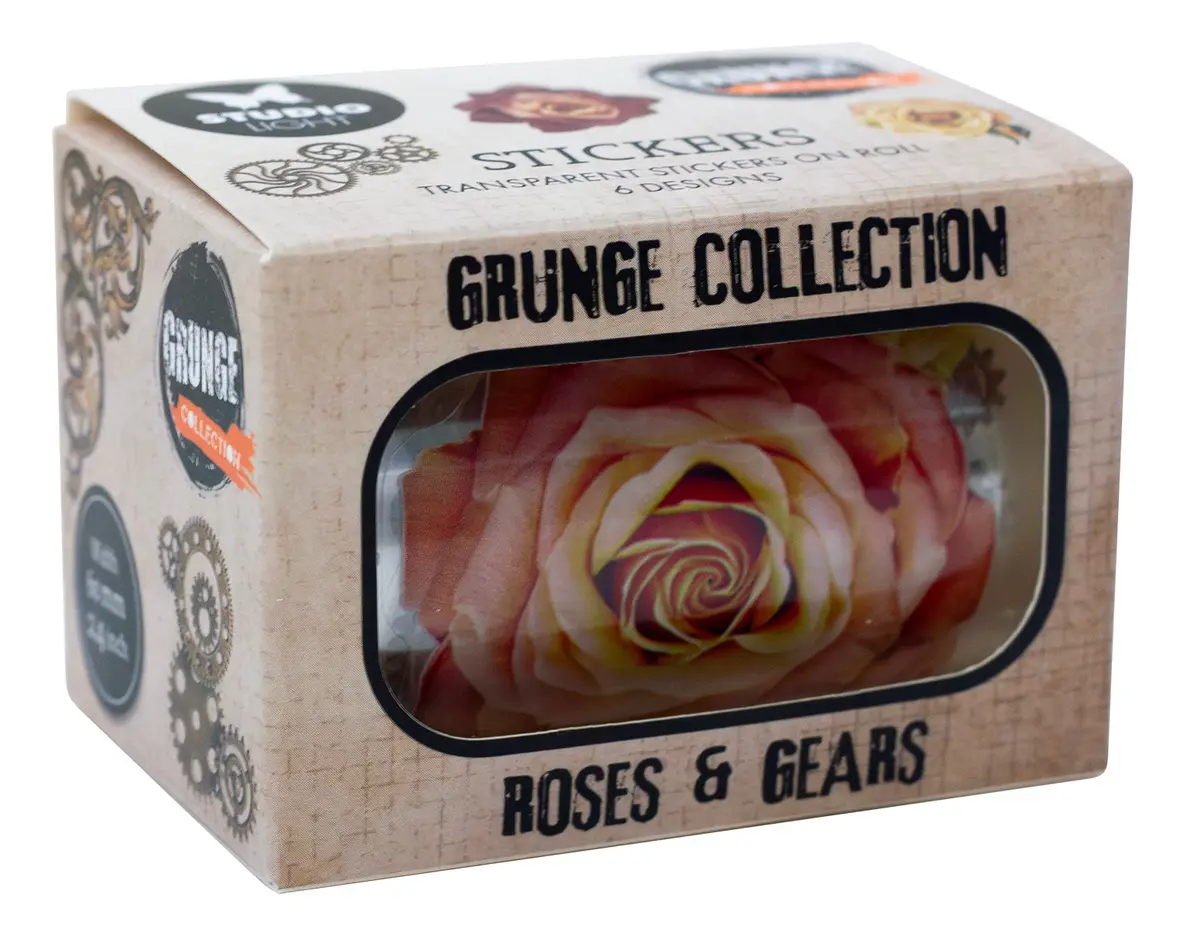 Sl Clear Stickers Vintage Roses Grunge Collection 65X45x45mm 5 Meter 1
