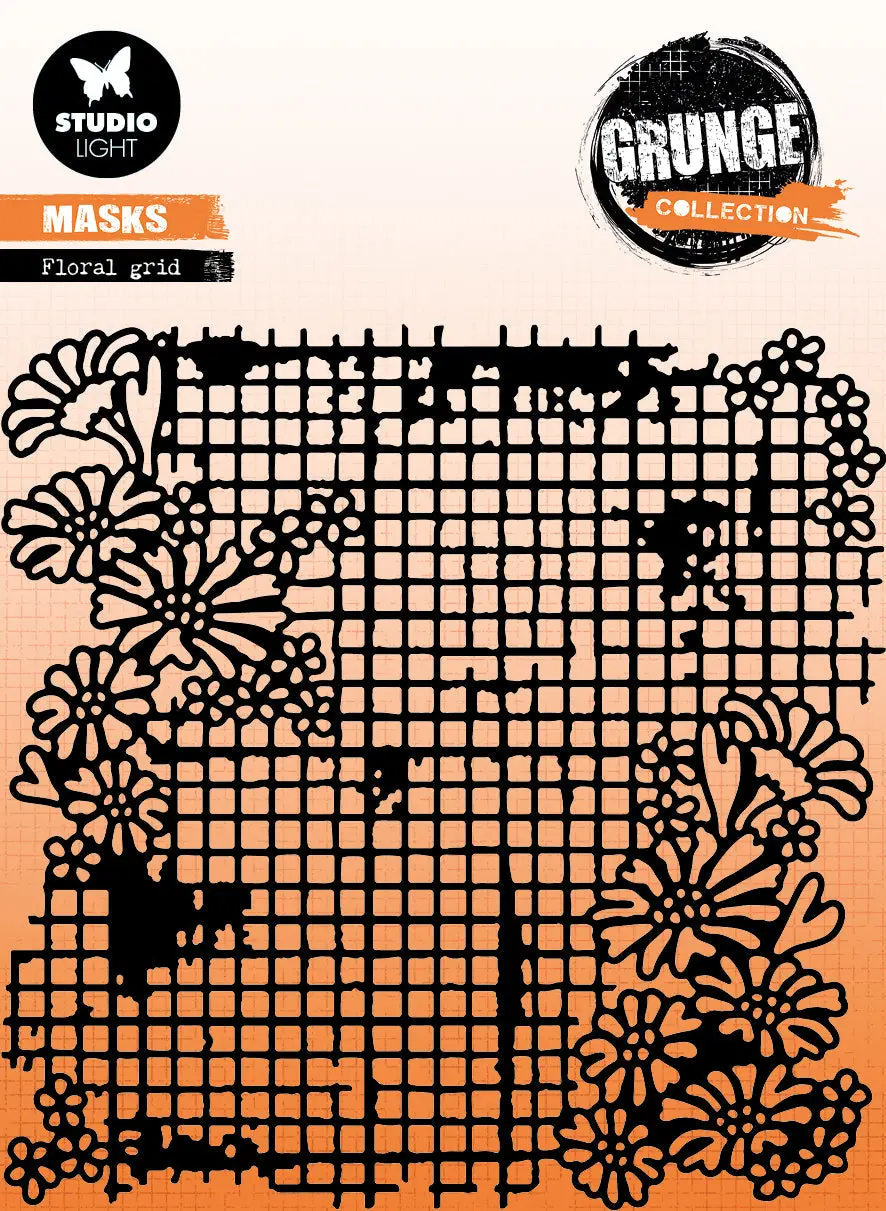 Sl Mask Floral Grid Grunge Collection 150X150x1mm 1 Pc Nr.179 1