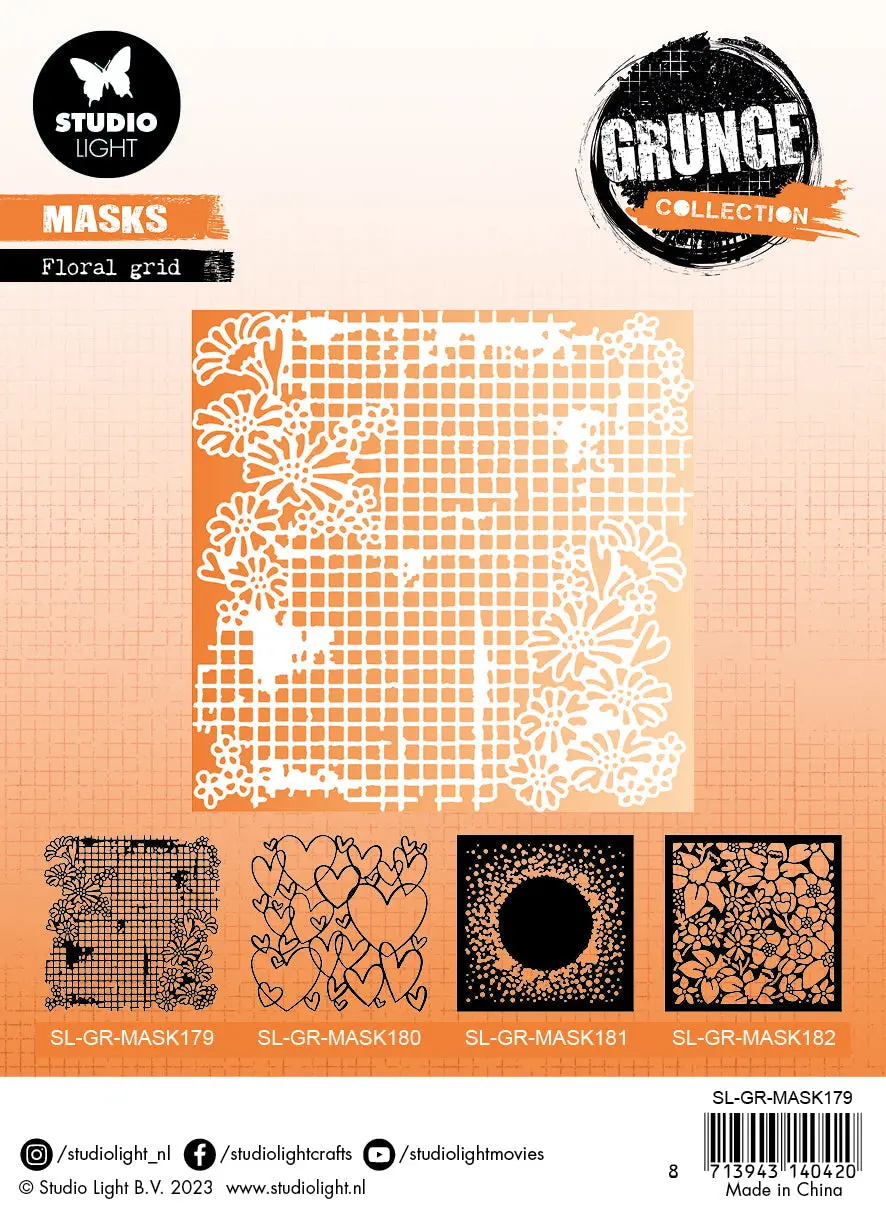 Sl Mask Floral Grid Grunge Collection 150X150x1mm 1 Pc Nr.179 2