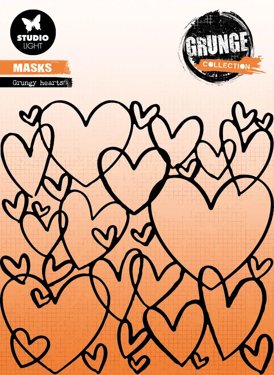 Sl Mask Grungy Hearts Grunge Collection 150X150x1mm 1 Pc Nr.180 1
