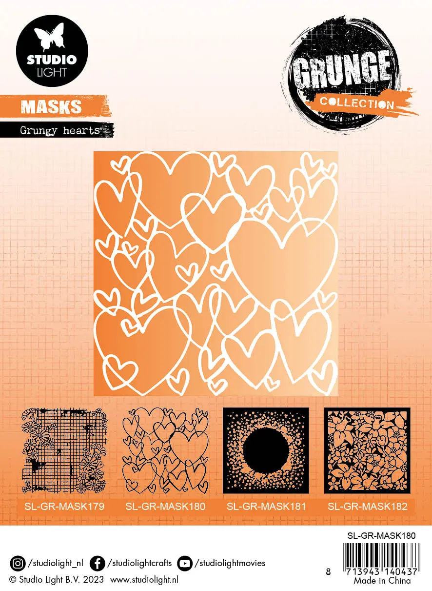 Sl Mask Grungy Hearts Grunge Collection 150X150x1mm 1 Pc Nr.180 2