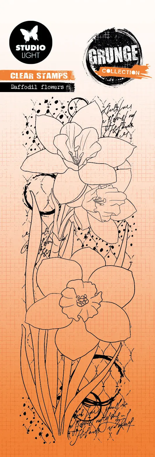 Sl Clear Stamp Daffodil Flowers Grunge Collection 68X202x3mm 1 Pc Nr.396 1