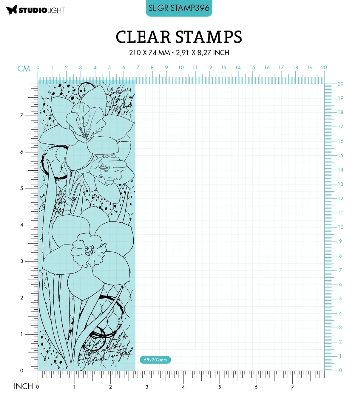 Sl Clear Stamp Daffodil Flowers Grunge Collection 68X202x3mm 1 Pc Nr.396 2