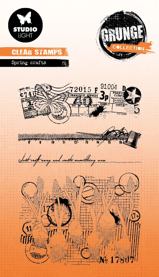 Sl Clear Stamp Spring Crafts Grunge Collection 89X132x3mm 4 Pc Nr.398 1