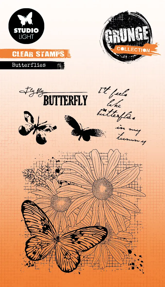 Sl Clear Stamp Butterflies Grunge Collection 89X132x3mm 5 Pc Nr.399 1