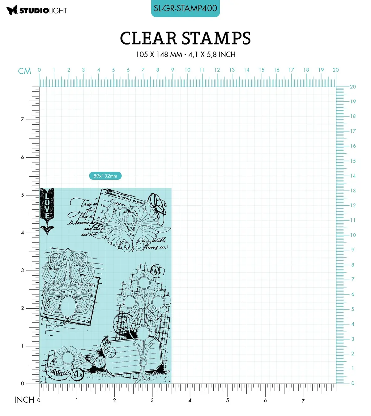 Sl Clear Stamp Floral Gems Grunge Collection 89X132x3mm 4 Pc Nr.400 2