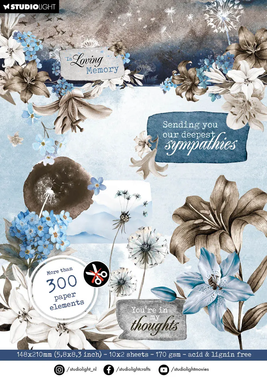 Sl Die-Cut Block Paper Elements In Loving Memory 148X210x5mm 20 Sh Nr.67 1