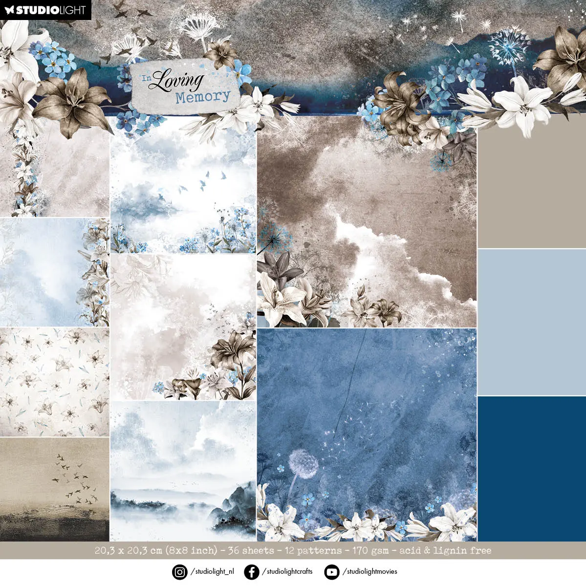 Sl Paper Pad Backgrounds In Loving Memory 203X203x9mm 36 Sh Nr.118 1