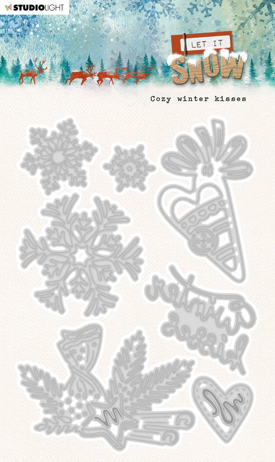 Sl Cutting Dies Snowy Winter Kisses Let It Snow 102X142x1mm 7 Pc Nr.373 1