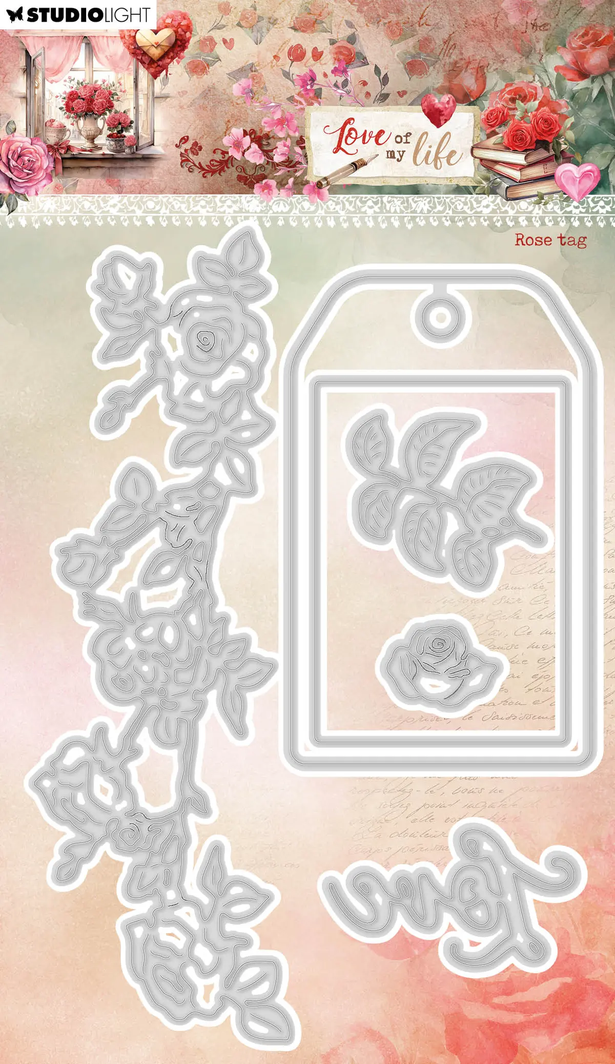 Sl Cutting Die Rose Tag Love Of My Life 6 Pc 1