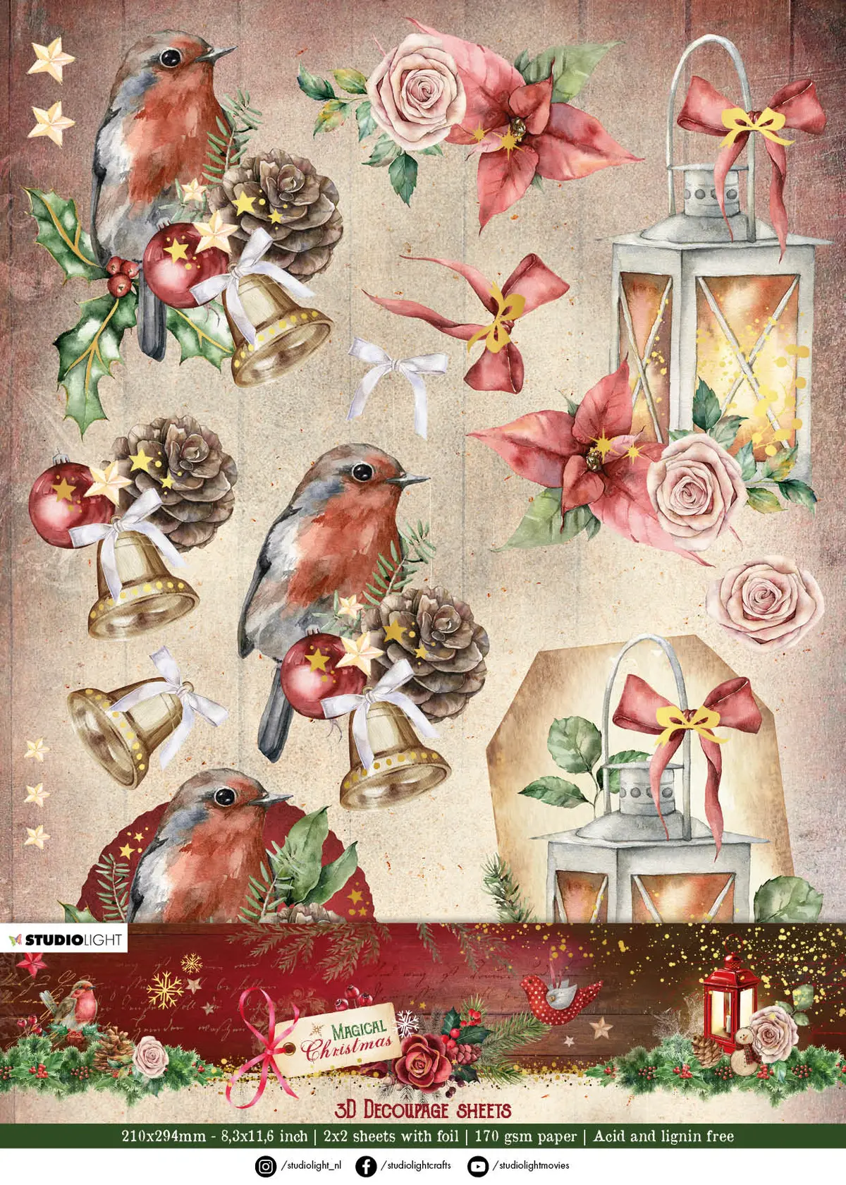Sl Paper Set 3D Cutting Sheets Magical Christmas 210X297x2mm 4 Sh Nr.33 1