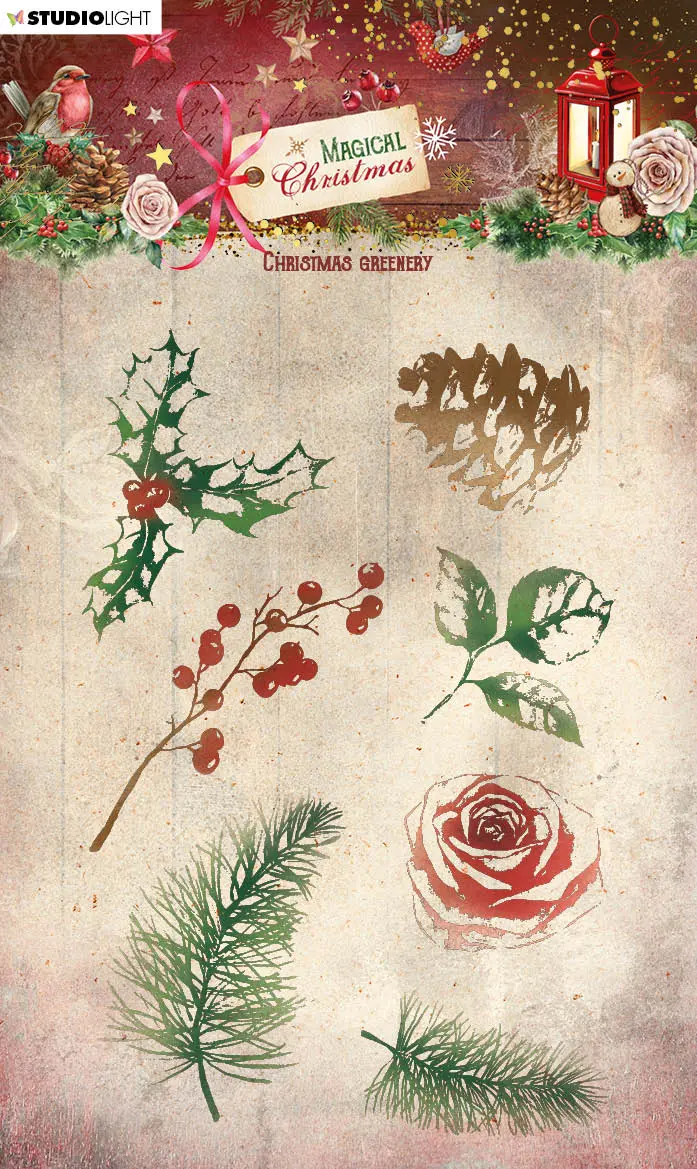Sl Clear Stamp Christmas Greenery Magical Christmas 90X137x3mm 7 Pc Nr.500 1