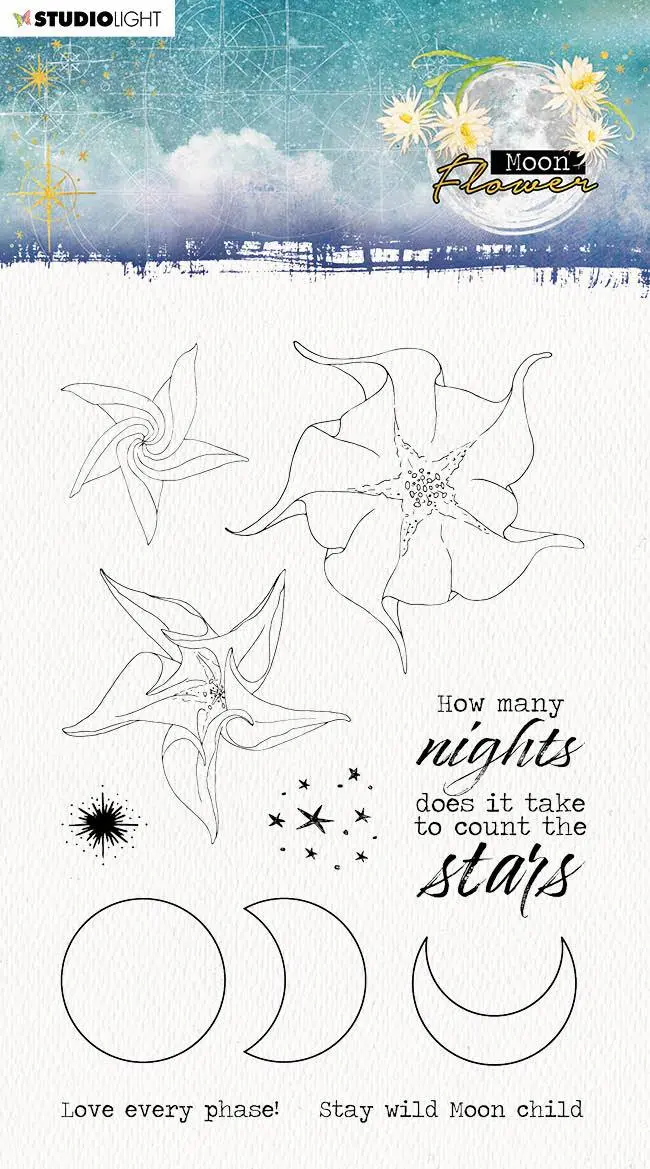 Sl Clear Stamp How Many Nights Moon Flower Collection 105X148x4mm 1 Pc Nr.133 1