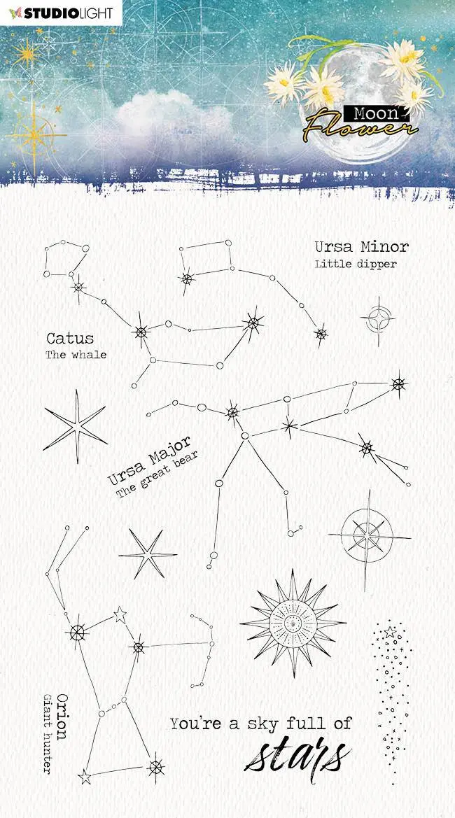 Sl Clear Stamp Sky Full Of Stars Moon Flower Collection 105X148x6mm 1 Pc Nr.135 1
