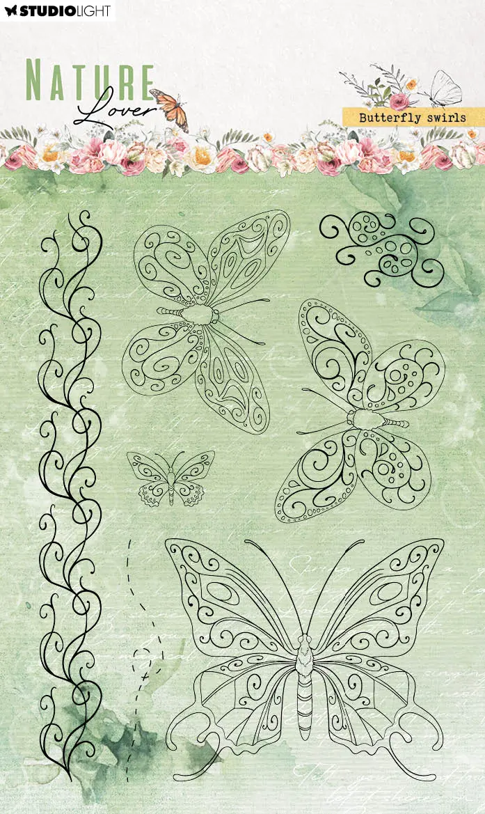 Sl Clear Stamps Butterfly Swirls Nature Lover 99X139x3mm 7 Pc Nr.591 1